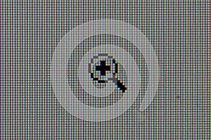 Macro detail of computer cursor magnifier on the RGB screen