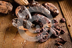 Macro detail of grunge cocoa beans