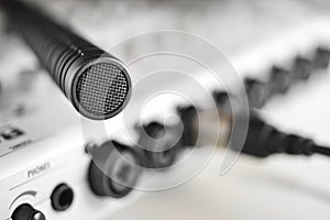 Macro detail of a high fidelity condenser microphone