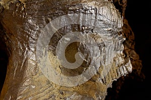 Macro detail of the texture of a shiny rough metal mask