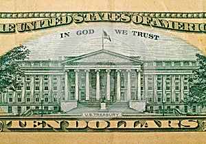 Macro detail of the US $10 Bill