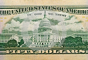 Macro detail of the US $50 Bill
