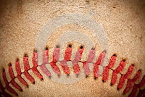 Macro Detail of Worn Baseball photo