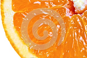 Macro detailed view of sliced orange fruit