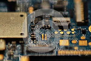 Macro of electronic circuit board pcb in green