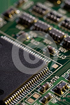 Macro of electronic circuit board pcb in green