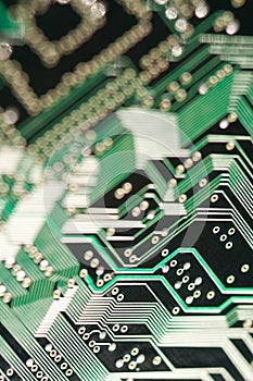 Macro of electronic circuit board pcb in green