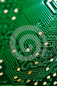 Macro of electronic circuit board pcb in green