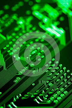 Macro of electronic circuit board pcb in green