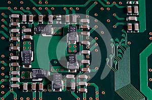 Macro of electronic circuit board pcb in green