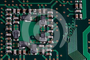 Macro of electronic circuit board pcb in green