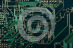 Macro of electronic circuit board pcb in green