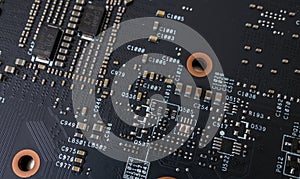 Macro of electronic circuit of videocard