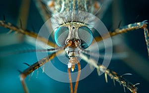 Macro extreme close-up of mosquito