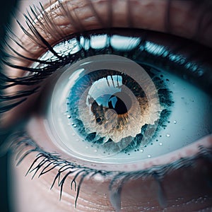 Macro Eye Iris, Bright Iris Closeup, Beautiful Rainbow Eyes, Macro Photo Imitation, Generative AI Illustration