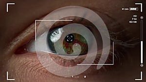 Macro eye recognition system checking user retina taking shot verifying