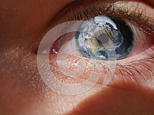 Macro Eye w/ Earth as Iris Composite Travel Image