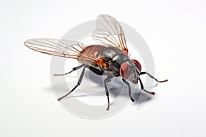 macro fly white background