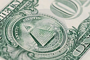 Macro fragment banknote one US dollar