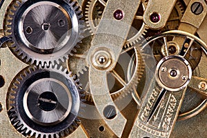 Gears of antique pocket watch