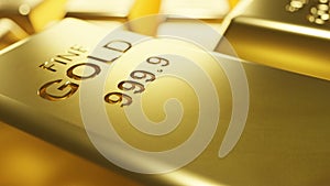 Macro gold bars 3D Render