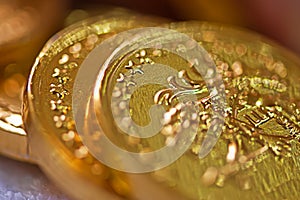 Macro of gold coins