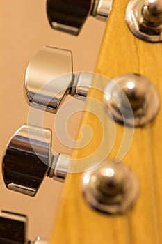 Macro of guitar tuning pegs