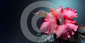 macro hibiscus flower copy space, ai generative