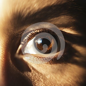 macro human eye pupil with deep dramatic lighting