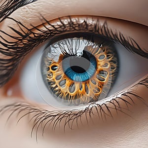 macro illustration of blue and yellow eye