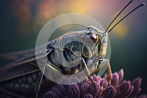 Macro Illustration of a Hyper-realistic Grasshopper Insect