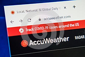 Accuweather.com Web Site. Selective focus.