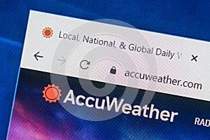 Accuweather.com Web Site. Selective focus.
