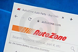 Autozone.com Web Site. Selective focus.