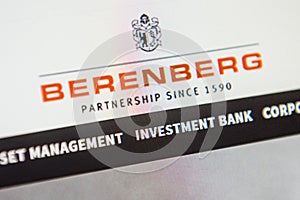 Berenberg Web Site. Selective focus.