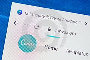 Canva.com Web Site. Selective focus.