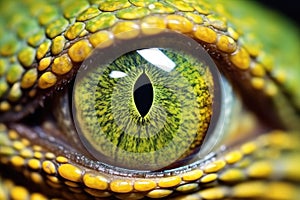 macro image of a chameleons eye movement and bulging eyes