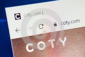 Coty Web Site. Selective focus.