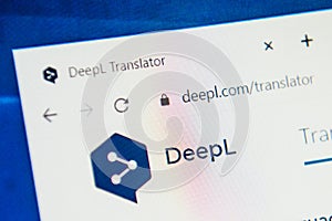 Deepl.com Web Site. Selective focus.