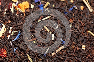 Macro image of dry tea leaves