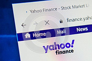 Finance.yahoo.com Web Site. Selective focus.