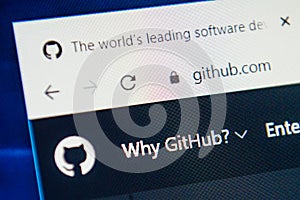 Github.com Web Site. Selective focus.
