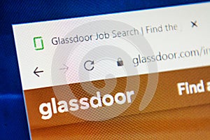 Glassdoor.com Web Site. Selective focus.