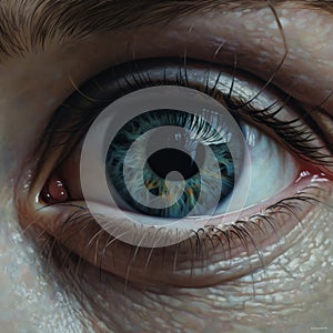 Macro image of human eye. Generated AI