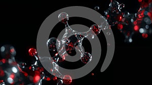 Macro image of a hyper-detailed molecule with water droplets on the surface