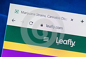 Leafly.com Web Site. Selective focus.