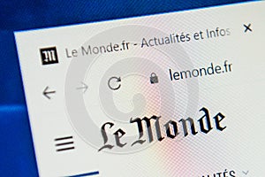 Lemonde.fr Web Site. Selective focus.