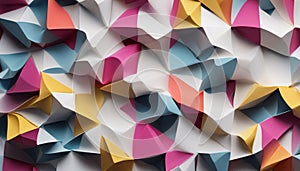 Macro image of paper folded in geometric shapes, three-dimensional effect, abstract background