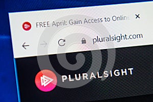Pluralsight.com Web Site. Selective focus.