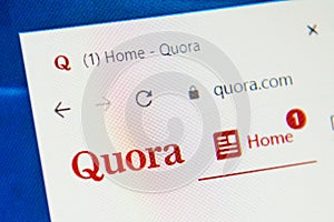 Quora.com Web Site. Selective focus.
